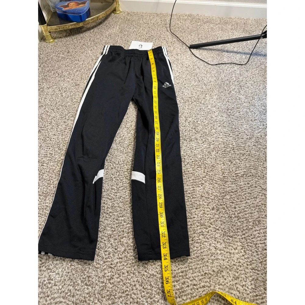Adidas Youth Boys Track Pants Black White Stripe Size M 10/12 Athletic Pants